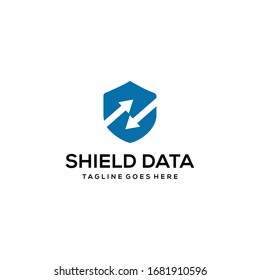 An example of inspiration sign / shield logo with arrows in and out of data.