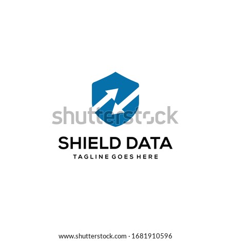 An example of inspiration sign / shield logo with arrows in and out of data.