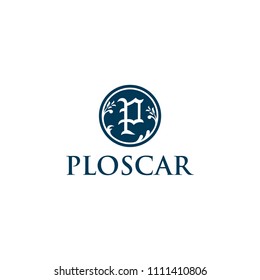 Example of the letter P are luxurious and expensive coin sign logo template