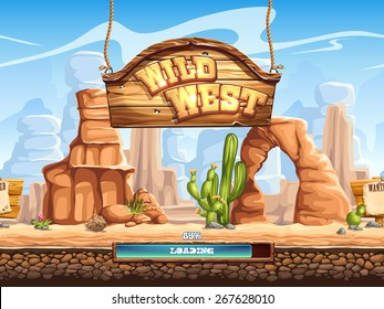Example of the loading screen for a computer game Wild West
