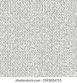 An example of older knitted cotton fabric. Used, rough and mottled textile material, woven in black and white. Rustic cloth texture. Abstract seamless. Vector artwork.