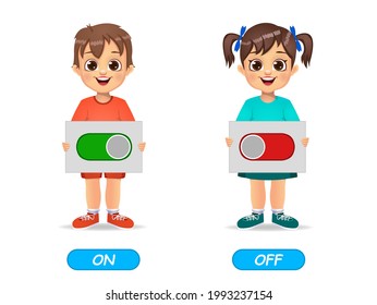 ejemplo de adjetivos opuestos palabra para niños. aislado en fondo blanco