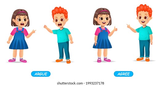 example of opposite adjectives word for kids. isolated on white background
