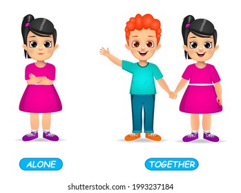 example of opposite adjectives word for kids. isolated on white background