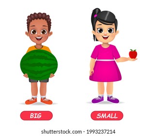 example of opposite adjectives word for kids. isolated on white background
