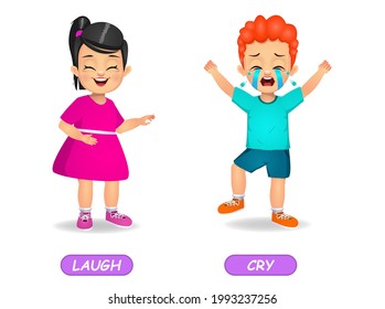 example of opposite adjectives word for kids. isolated on white background