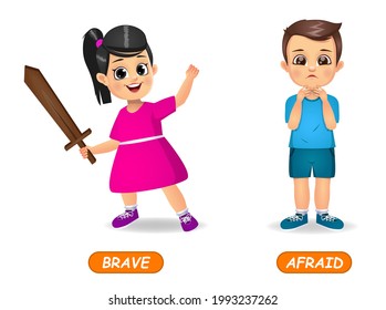 example of opposite adjectives word for kids. isolated on white background