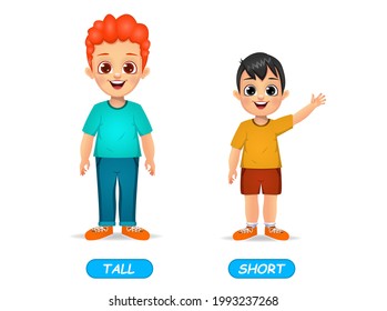 example of opposite adjectives word for kids. isolated on white background