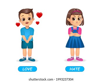 example of opposite adjectives word for kids. isolated on white background