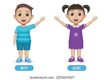 ejemplo de adjetivos opuestos palabra para niños