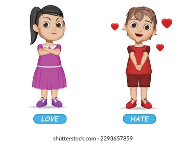 ejemplo de adjetivos opuestos palabra para niños
