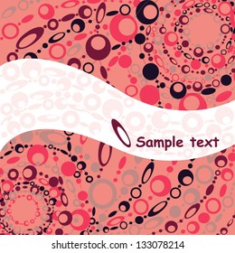 Example of registration of the business card of red color with a pattern from circles