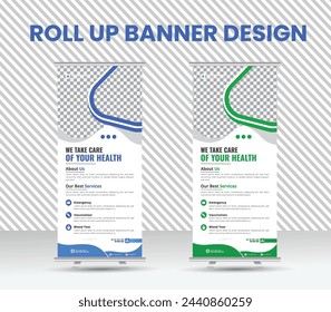 An example of a roll-up banner in favor of healthcare