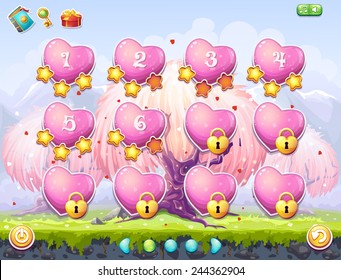 Example of selection of levels for computer games on the topic Valentine's Day. pink hearts