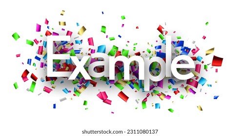 Ejemplo de signo sobre la lámina colorida cortando fondo de cinta de fondo. Elemento de diseño. Ilustración vectorial.