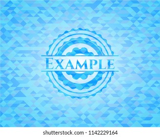 Example sky blue emblem with mosaic background