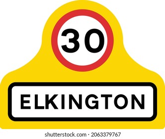 Example of a speed limit sign co‑located with a boundary sign, road signs in the United Kingdom