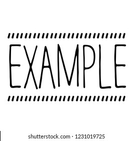 example stamp on white background. Sign, label, sticker.