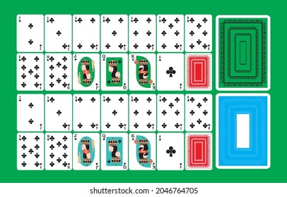 example symbols of Clubs playing cards set