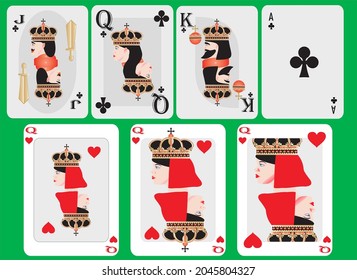 example symbols of playing cards tref and hearts