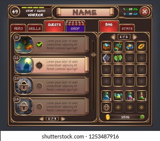 Example of user interface for rpg game. Vector illustration. svg