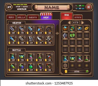 Example Of User Interface For Rpg Game. Vector Illustration.