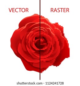 Example of vector and raster comparison, difference between formats