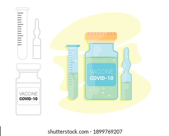 An example of a vial with a vaccine. Vaccination during a pandemic. An injection for the fight against coronavirus.