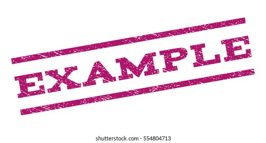 Example watermark stamp. Text tag between parallel lines with grunge design style. Rubber seal stamp with dirty texture. Vector purple color ink imprint on a white background.