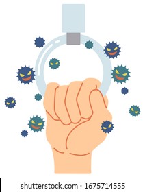 An example where a virus is attached by grabbing a strap that everyone uses.