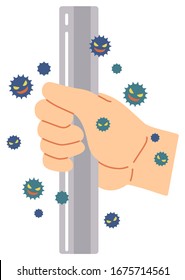 An example where a virus is attached by touching a handrail used by everyone.