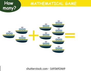 examples of addition with cars. educational page with mathematical examples for children.