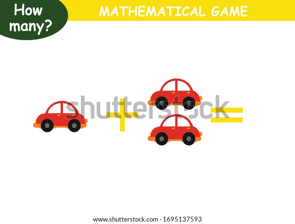 examples of addition with cars. educational
page with mathematical examples for
children.