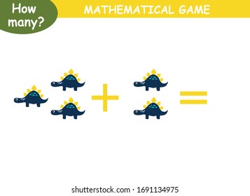 ejemplos de adición con dinosaurios. página educativa con ejemplos matemáticos para niños.