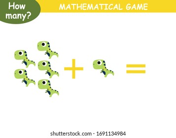 ejemplos de adición con dinosaurios. página educativa con ejemplos matemáticos para niños.