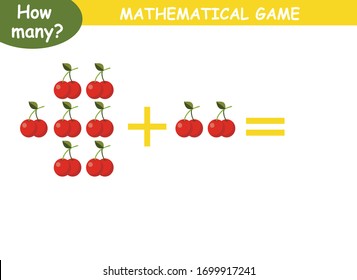 Beispiele für den Zusatz von Obst und Gemüse. Lernseite mit mathematischen Beispielen für Kinder.