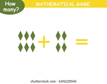examples of addition with geometric shapes. educational page with mathematical examples for children.