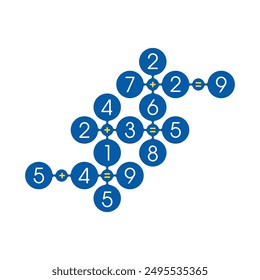 Examples of addition operations within connected circles. addition concept in mathematics