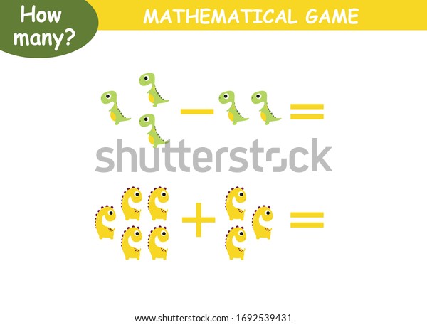 Examples Addition Subtraction Dinosaurs Educational Page Stock Vector Examples Addition Subtraction Dinosaurs Educational Page Stock Vector