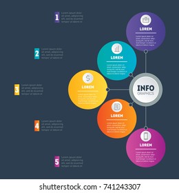 Examples of infographics, how to make your business structured. Investor presentation with 5 steps. Vector infographic. Best for slideshow, diagram or business presentation with 5 options