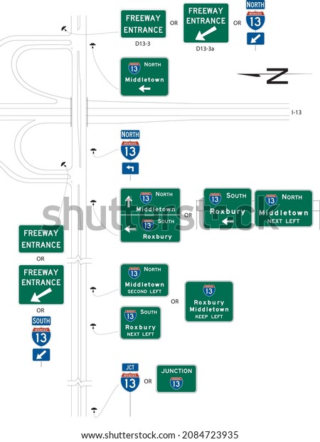 Examples of\
Multi-Lane Crossroad Signing for a Clover leaf Interchange, Guide\
Signs, Conventional Roads,  United States Department of\
Tranportation Federal Highway\
Administration
