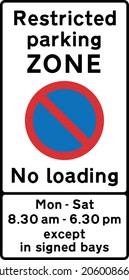 Examples of signs indicating the entrance to a restricted parking zone, road signs in the United Kingdom