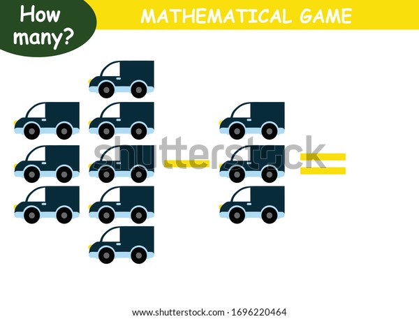examples of subtraction with cars.\
educational page with mathematical examples for\
children.