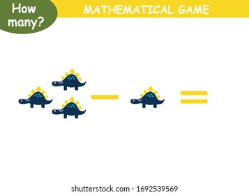 examples of subtraction with dinosaurs. educational page with mathematical examples for children.