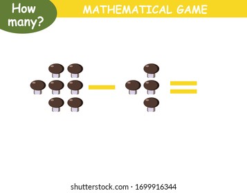 examples of subtraction with fruits and vegetables. educational page with mathematical examples for children.