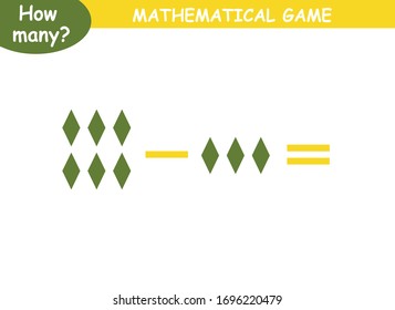 examples of subtraction with geometric shapes. educational page with mathematical examples for children