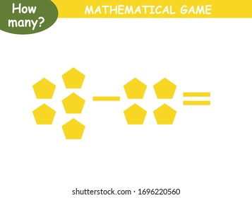 examples of subtraction with geometric shapes. educational page with mathematical examples for children
