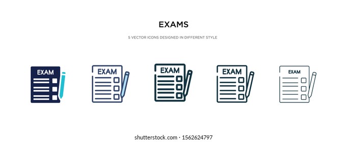 exams icon in different style vector illustration. two colored and black exams vector icons designed in filled, outline, line and stroke style can be used for web, mobile, ui