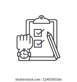 Exams line icon concept. Exams vector linear illustration, symbol, sign