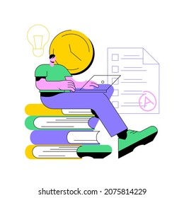 Exams and tests abstract concept vector illustration. Test results, personal exam timetable, stress and anxiety, school classroom, teenage student, writing answers, form sheet abstract metaphor.
